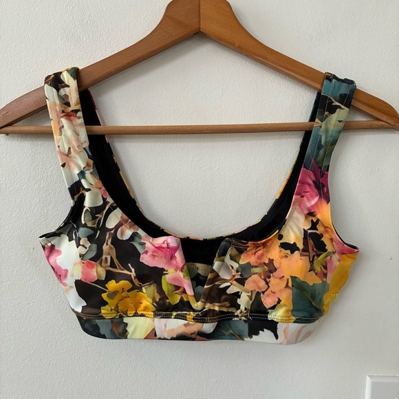 ALBION ROSALIA BLACK FLORAL BIKINI RUCHED HIGH-WAISTED BOTTOMS, DEEP V TOP - Picture 9 of 13